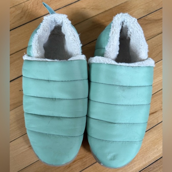 Vionic Tranquil Faux Fur Loafer Slippers support cozy slip on frosty spruce - Picture 2 of 5